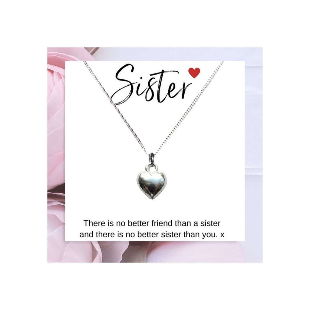 Heart Necklace & Sister Message Card