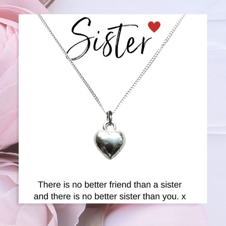 Heart Necklace & Sister Message Card